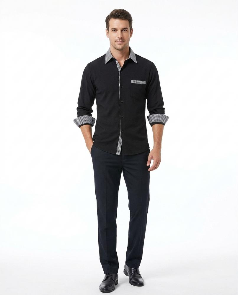 Talbos Closet - Alnav | Slim-Fit Contrast-Trim Shirt Men