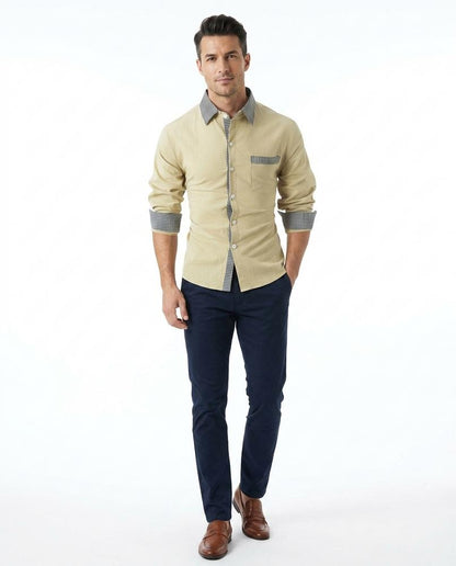 Talbos Closet - Alnav | Slim-Fit Contrast-Trim Shirt Men