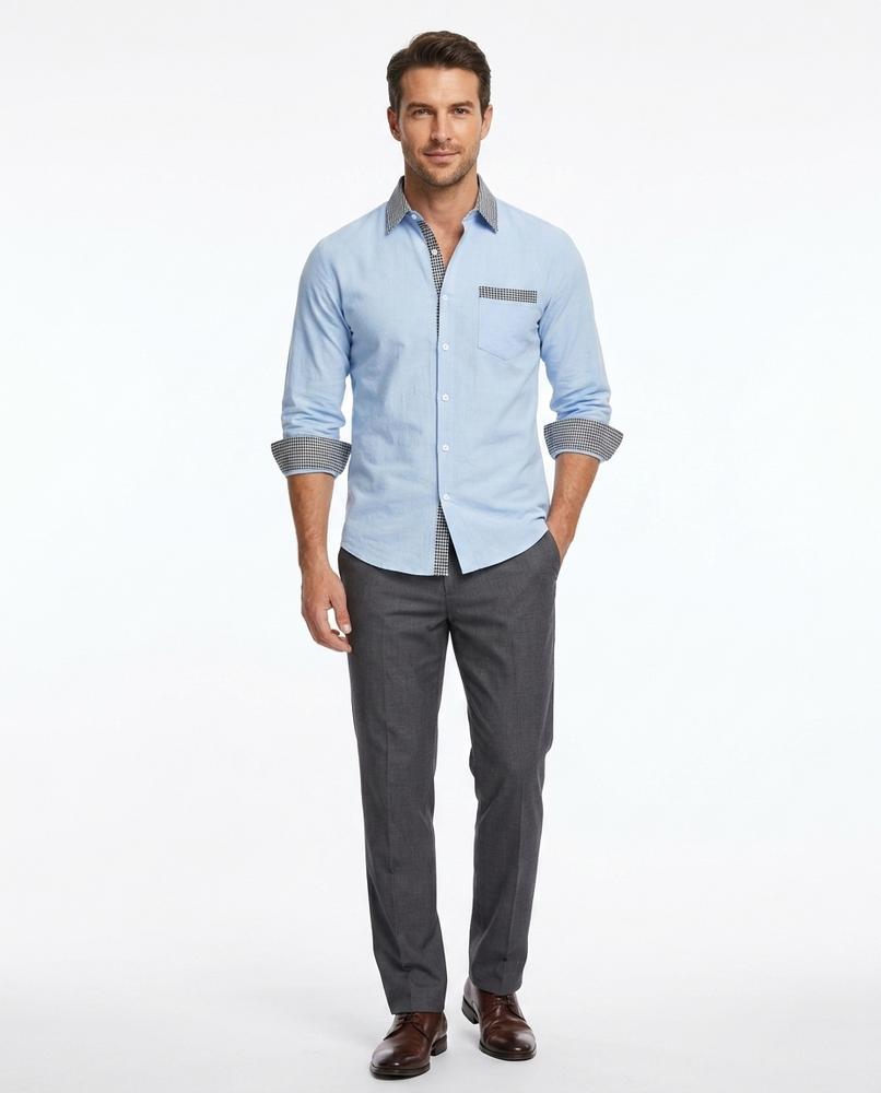 Talbos Closet - Alnav | Slim-Fit Contrast-Trim Shirt Men