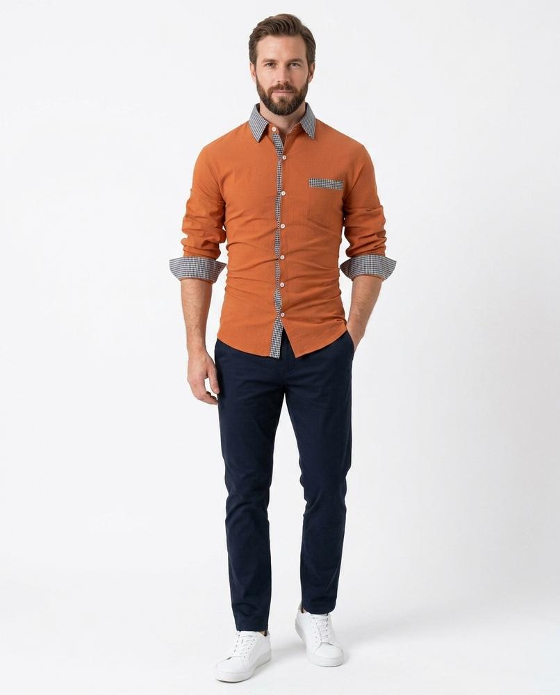 Talbos Closet - Alnav | Slim-Fit Contrast-Trim Shirt Men