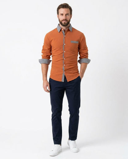 Talbos Closet - Alnav | Slim-Fit Contrast-Trim Shirt Men
