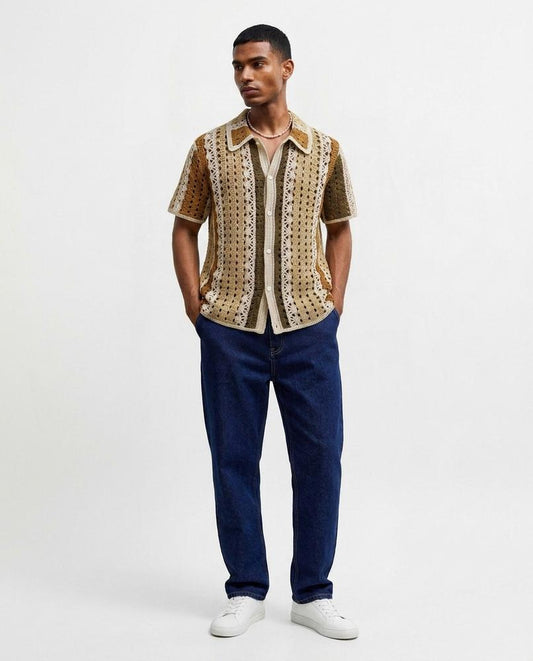 Talbos Closet - Zever | Crochet-Knit Patterned Shirt Men