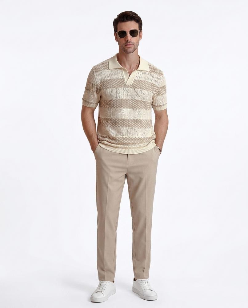 Talbos Closet - Tiran | Striped Knit Polo Shirt Men