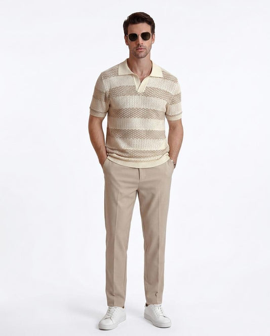 Talbos Closet - Tiran | Striped Knit Polo Shirt Men