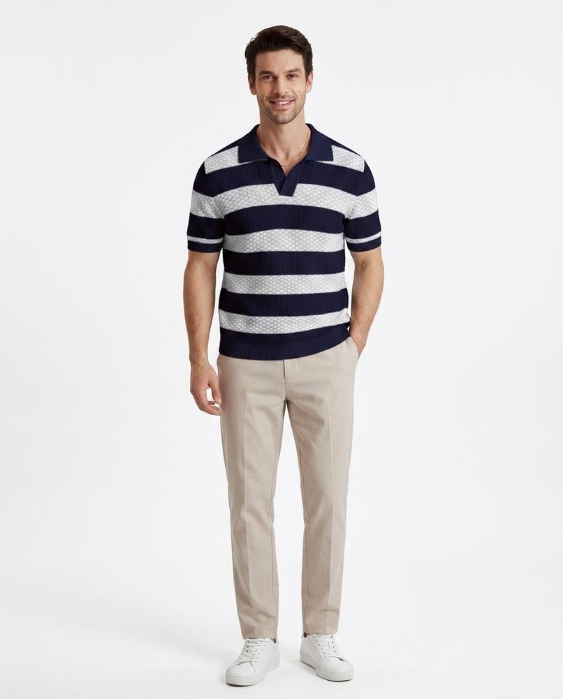 Talbos Closet - Tiran | Striped Knit Polo Shirt Men