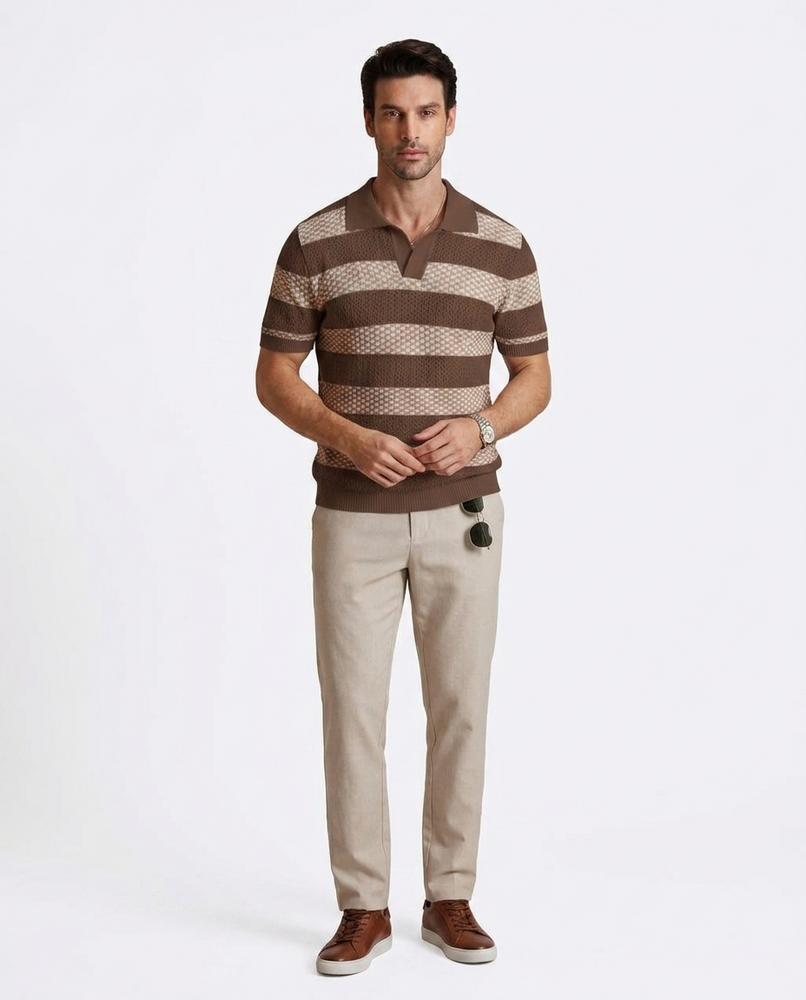 Talbos Closet - Tiran | Striped Knit Polo Shirt Men