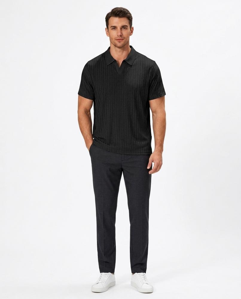 Talbos Closet - Kedar | Ribbed Short-Sleeved Polo Shirt Men