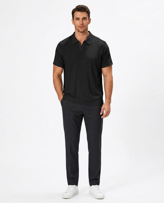 Talbos Closet - Kedar | Ribbed Short-Sleeved Polo Shirt Men
