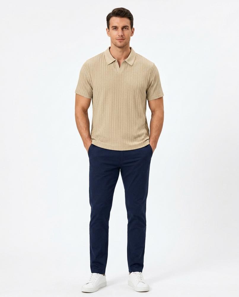 Talbos Closet - Kedar | Ribbed Short-Sleeved Polo Shirt Men