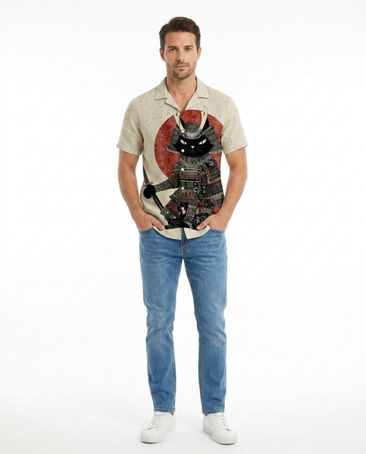 Talbos Closet - Ronal | Graphic Print Linen Blend Shirt Men