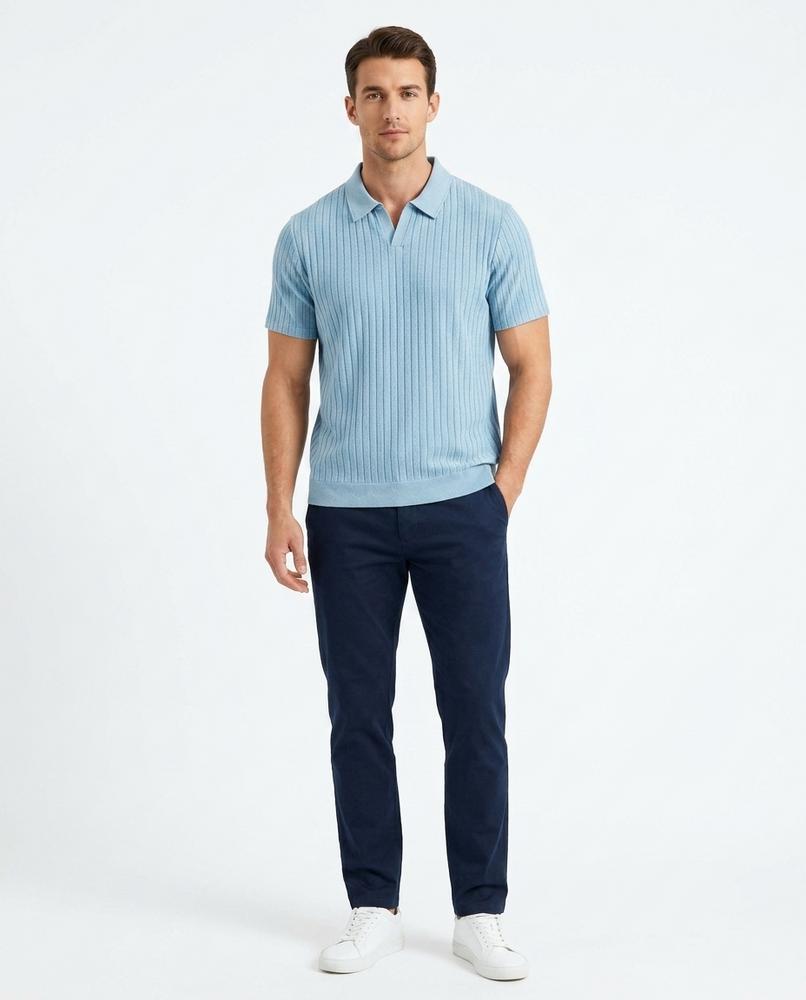 Talbos Closet - Kedar | Ribbed Short-Sleeved Polo Shirt Men