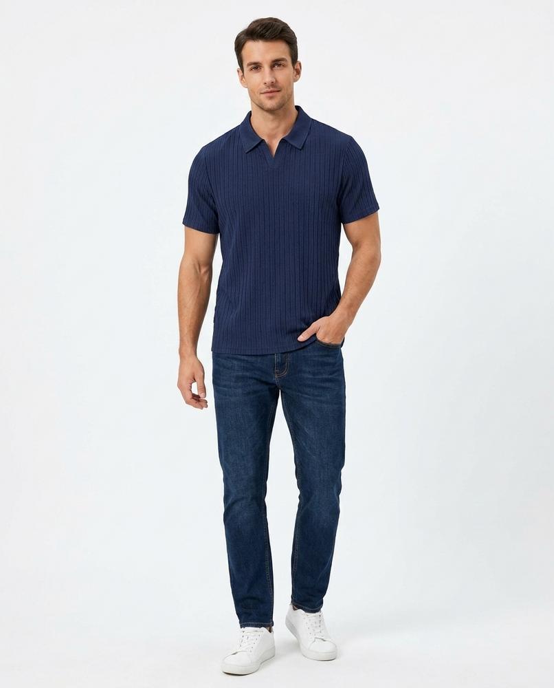 Talbos Closet - Kedar | Ribbed Short-Sleeved Polo Shirt Men