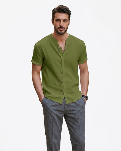 Talbos Closet - Rorel | Short-Sleeved Band-Collar Shirt Men