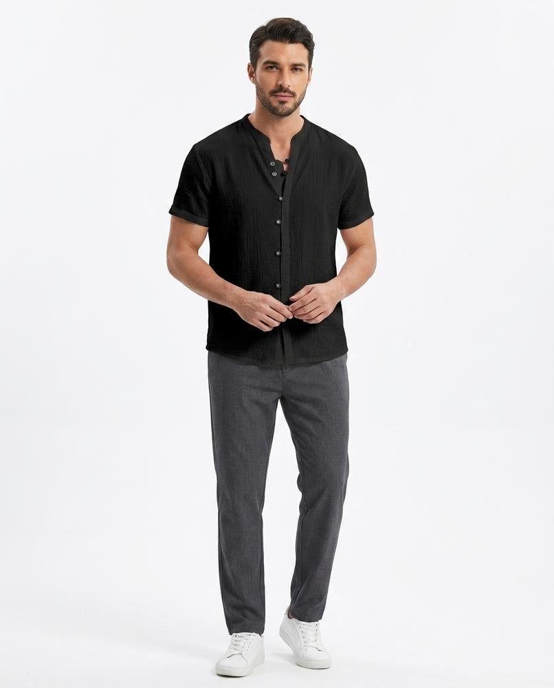 Talbos Closet - Rorel | Short-Sleeved Band-Collar Shirt Men