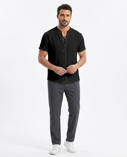 Talbos Closet - Rorel | Short-Sleeved Band-Collar Shirt Men