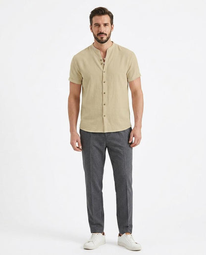 Talbos Closet - Rorel | Short-Sleeved Band-Collar Shirt Men