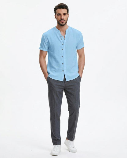 Talbos Closet - Rorel | Short-Sleeved Band-Collar Shirt Men