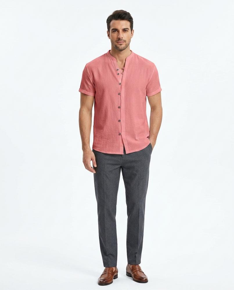 Talbos Closet - Rorel | Short-Sleeved Band-Collar Shirt Men