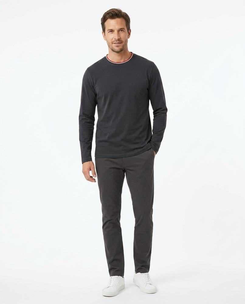 Talbos Closet - Titir | Long-Sleeved Contrast-Collar T-Shirt Men