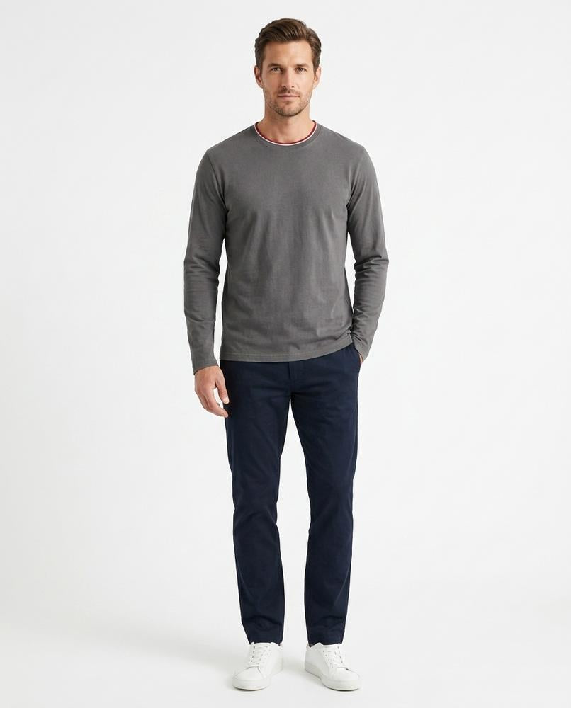 Talbos Closet - Titir | Long-Sleeved Contrast-Collar T-Shirt Men